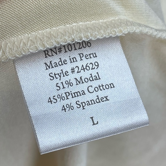 Soft Surroundings cream colored surplice v neck faux wrap top size large - Picture 5 of 5